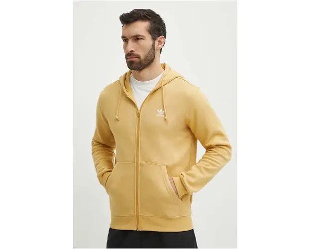 adidas Originals bluza barbati, culoarea galben, cu gluga, neted, IR7834