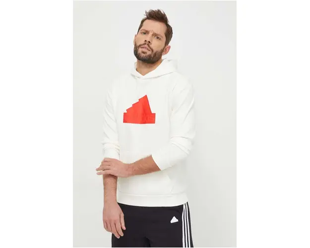 adidas bluza barbati, culoarea bej, cu gluga, cu imprimeu IR9184