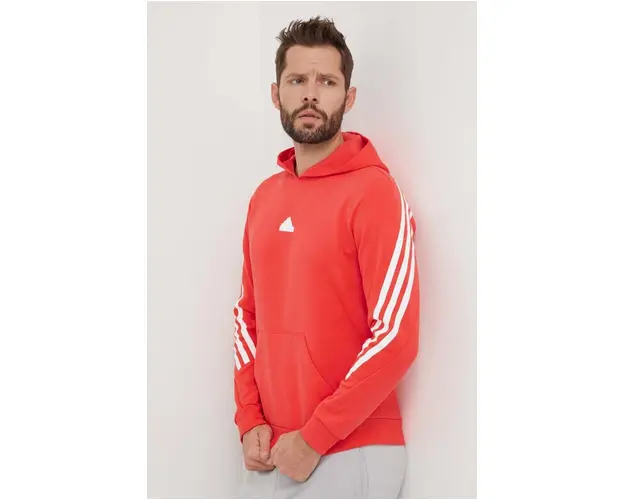 adidas bluza barbati, culoarea rosu, cu gluga, cu imprimeu IR9229