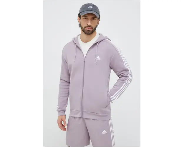 adidas bluza barbati, culoarea violet, cu gluga, cu imprimeu IS0009