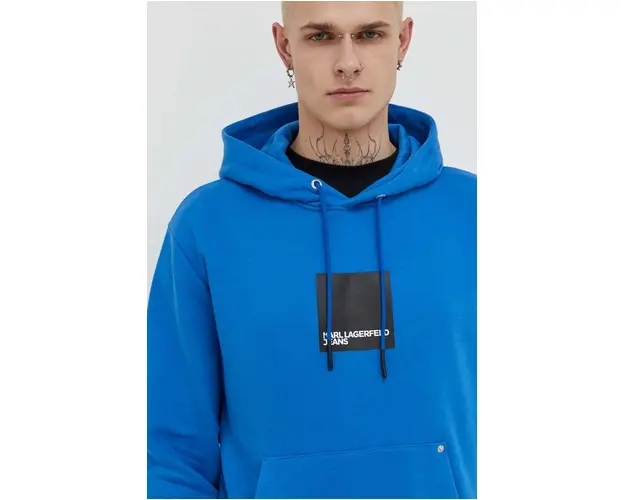 Karl Lagerfeld Jeans bluza barbati, cu gluga, cu imprimeu