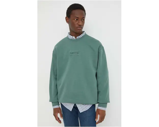 Levi's hanorac de bumbac barbati, culoarea verde, cu imprimeu