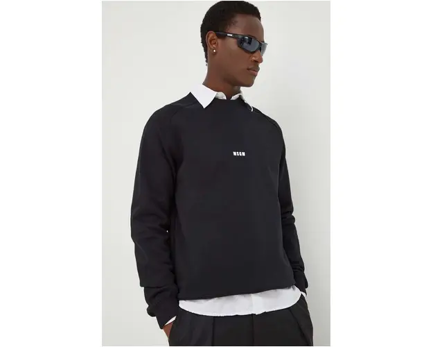 MSGM hanorac de bumbac barbati, culoarea negru, uni 2000MM503.200000