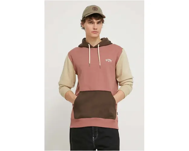 Billabong bluza barbati, culoarea roz, cu gluga, cu imprimeu