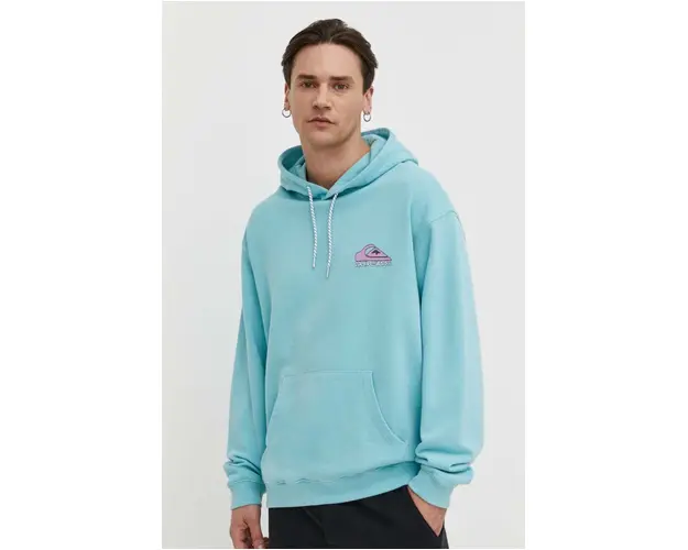 Quiksilver hanorac de bumbac barbati, cu gluga, cu imprimeu