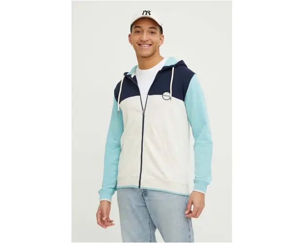 Quiksilver bluza barbati, culoarea albastru marin, cu gluga, modelator