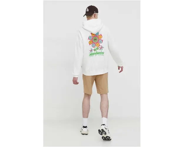 Volcom bluza barbati, culoarea alb, cu gluga, cu imprimeu
