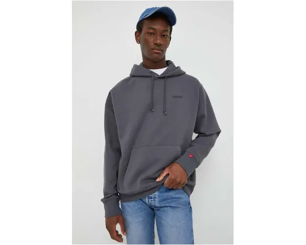 Levi's bluza barbati, culoarea gri, cu gluga, neted