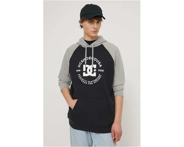 DC bluza barbati, culoarea gri, cu gluga, cu imprimeu