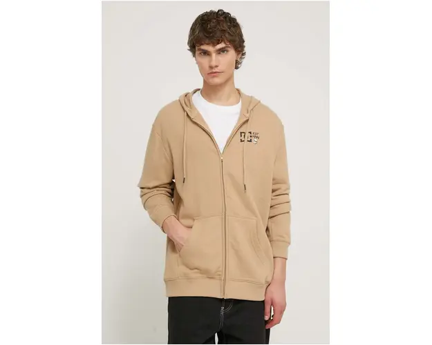 DC bluza barbati, culoarea maro, cu gluga, cu imprimeu