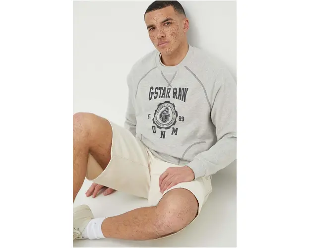 G-Star Raw bluza barbati, culoarea gri, cu imprimeu