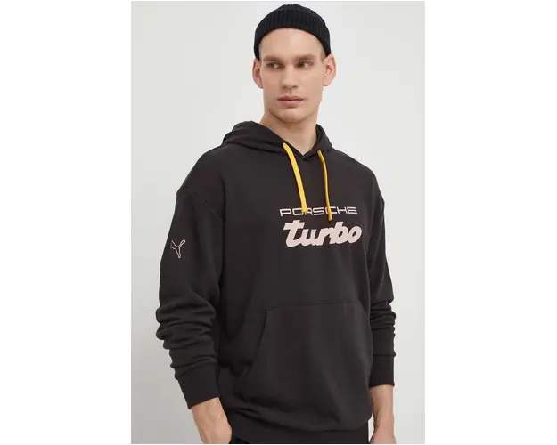 Puma bluza barbati, culoarea negru, cu gluga, imprimeu, 625875