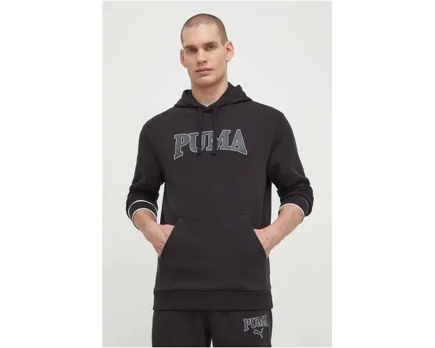 Puma bluza SQUAD barbati, culoarea negru, cu gluga, imprimeu 678969