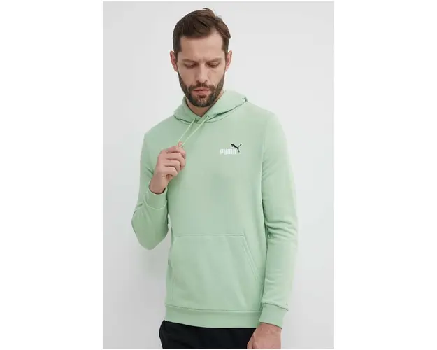 Puma bluza barbati, culoarea verde, cu gluga, imprimeu, 680990