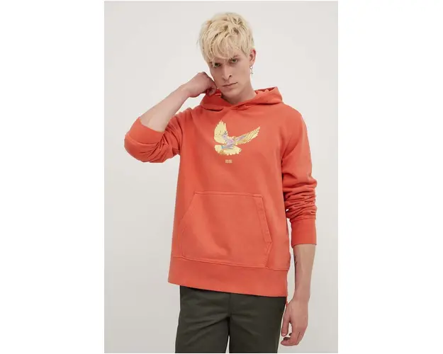 KSUBI hanorac de bumbac flight kash hoodie barbati, culoarea portocaliu, cu gluga, cu imprimeu, MPS24FL009