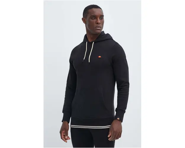 Ellesse hanorac de bumbac Koda OH Hoody barbati, culoarea negru, cu gluga, neted, SHR16446