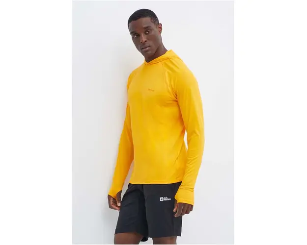 Marmot hanorac Windridge culoarea galben, cu gluga, neted