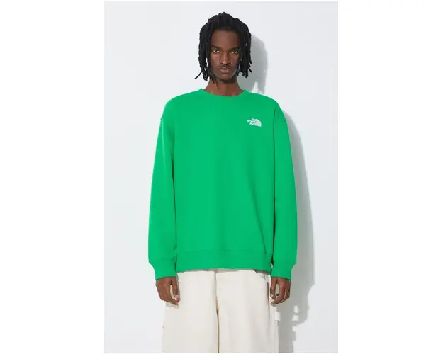 The North Face bluza M Essential Crew barbati, culoarea verde, neted, NF0A7ZJAPO81