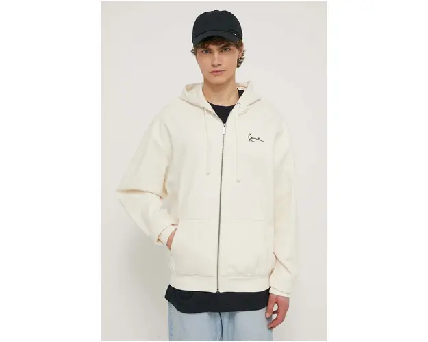 Karl Kani hanorac de bumbac barbati, culoarea bej, cu gluga, cu imprimeu