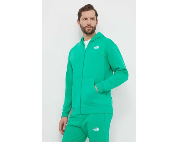 The North Face bluza barbati, culoarea verde, cu gluga, neted, NF0A87FBPO81
