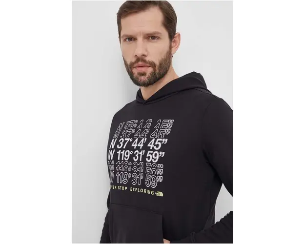 The North Face hanorac de bumbac barbati, culoarea negru, cu gluga, cu imprimeu, NF0A87EAJK31