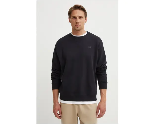 New Balance hanorac de bumbac barbati, culoarea negru, neted