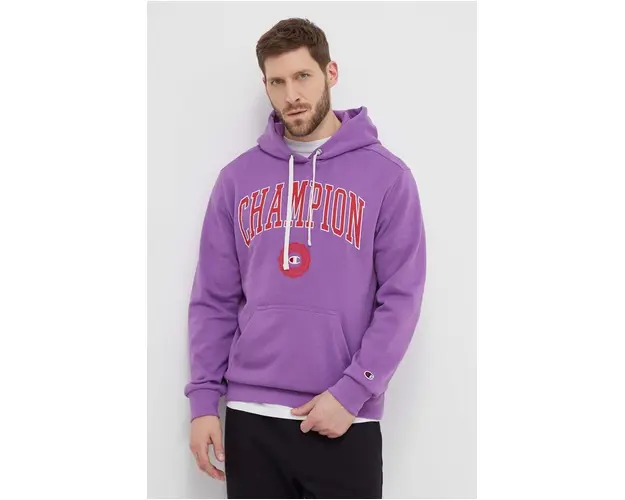 Champion bluza barbati, culoarea violet, cu gluga, cu imprimeu 219830