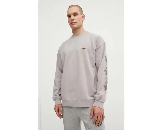 Rip Curl hanorac de bumbac barbati, culoarea gri, cu imprimeu