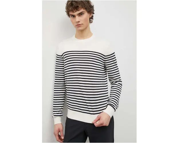 Theory pulover de lana barbati, culoarea bej, light