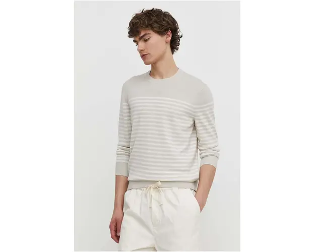 Theory pulover de lana barbati, culoarea bej, light