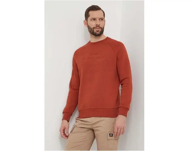 Peak Performance bluza barbati, culoarea maro, cu imprimeu