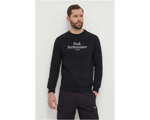 Peak Performance bluza barbati, culoarea negru, cu imprimeu