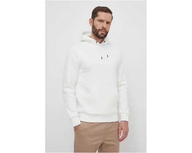 Peak Performance bluza barbati, culoarea alb, cu gluga, neted