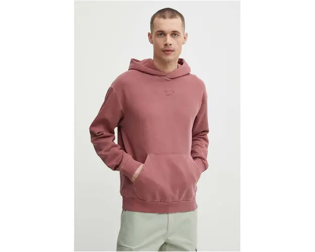 Reebok bluza barbati, culoarea bordo, cu gluga, neted, 100076362