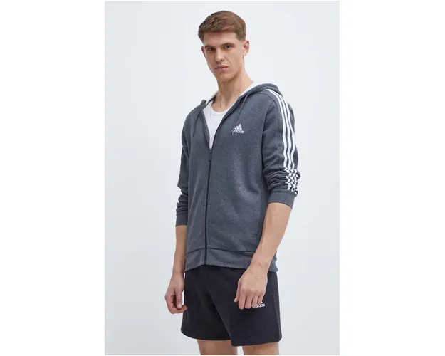 adidas bluza barbati, culoarea gri, cu gluga, cu imprimeu