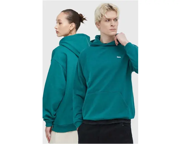 Kaotiko bluza culoarea verde, cu gluga, neted