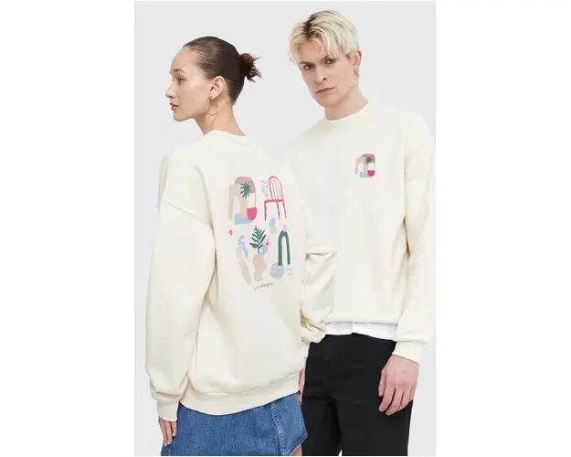 Kaotiko hanorac de bumbac culoarea bej, cu imprimeu