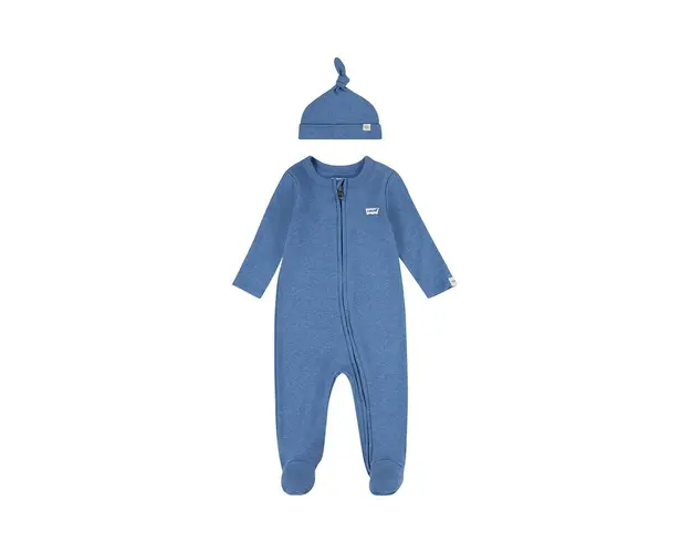 Levi's salopeta din bumbac pentru bebelusi LVN FOOTED COVERALL & HAT SET
