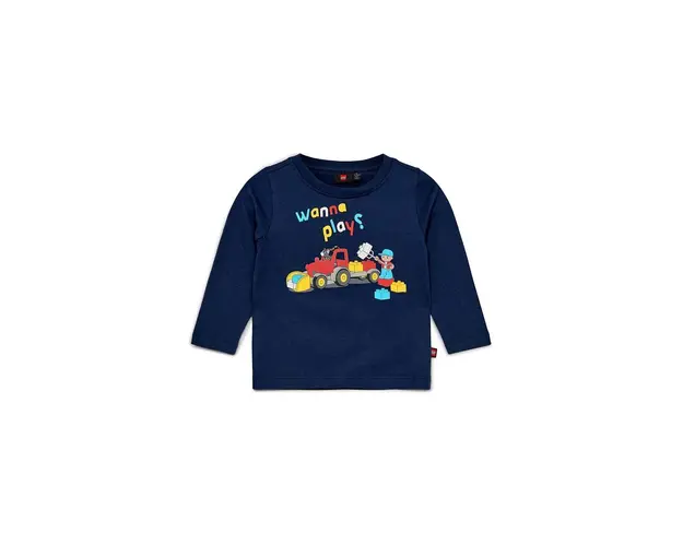 Lego longsleeve din bumbac pentru copii culoarea albastru marin, cu imprimeu