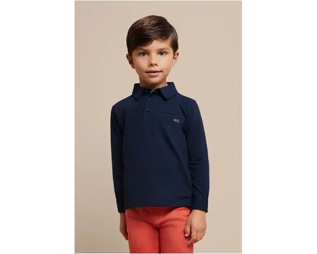 Mayoral longsleeve din bumbac pentru copii culoarea albastru marin, neted
