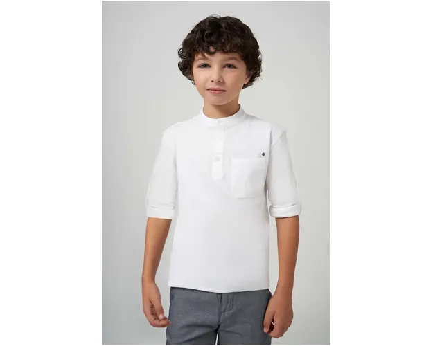 Mayoral longsleeve din bumbac pentru copii culoarea alb, neted