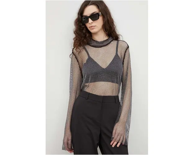 Gestuz bluza femei, culoarea negru, cu imprimeu 10908537