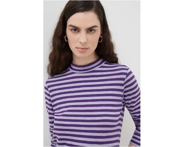 Marc O'Polo longsleeve din bumbac culoarea violet, cu turtleneck