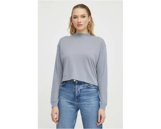 G-Star Raw longsleeve din bumbac culoarea gri, cu turtleneck