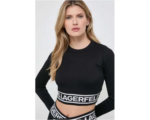 Karl Lagerfeld longsleeve femei, culoarea negru