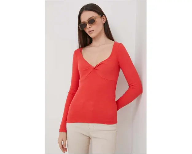 Pepe Jeans longsleeve femei, culoarea rosu