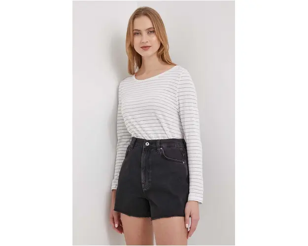 Pepe Jeans longsleeve din amestec de in culoarea alb