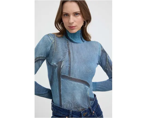 Versace Jeans Couture pulover de bumbac light, cu turtleneck