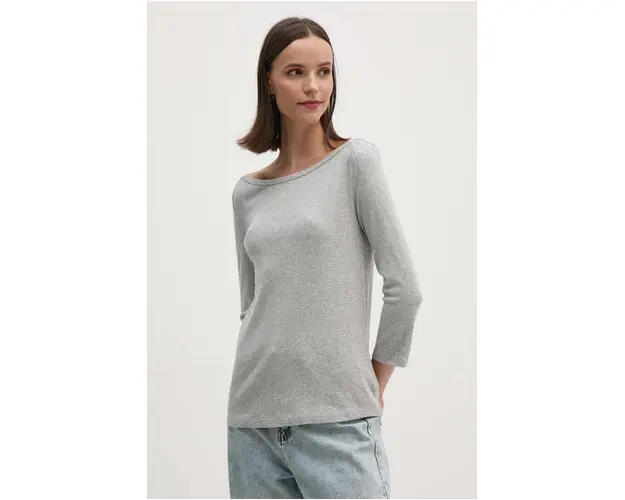 United Colors of Benetton longsleeve din bumbac culoarea gri