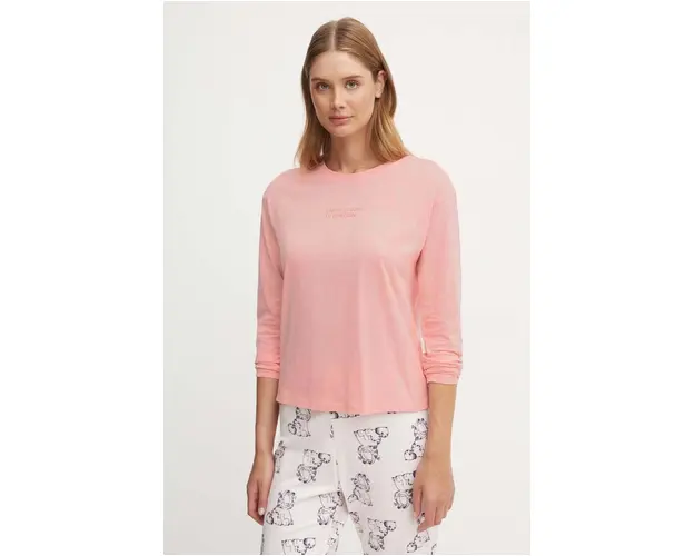 United Colors of Benetton longlseeve lounge culoarea roz